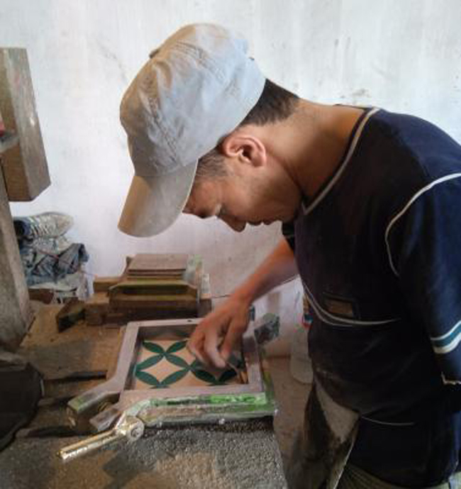 fabricación artesanal de baldosas